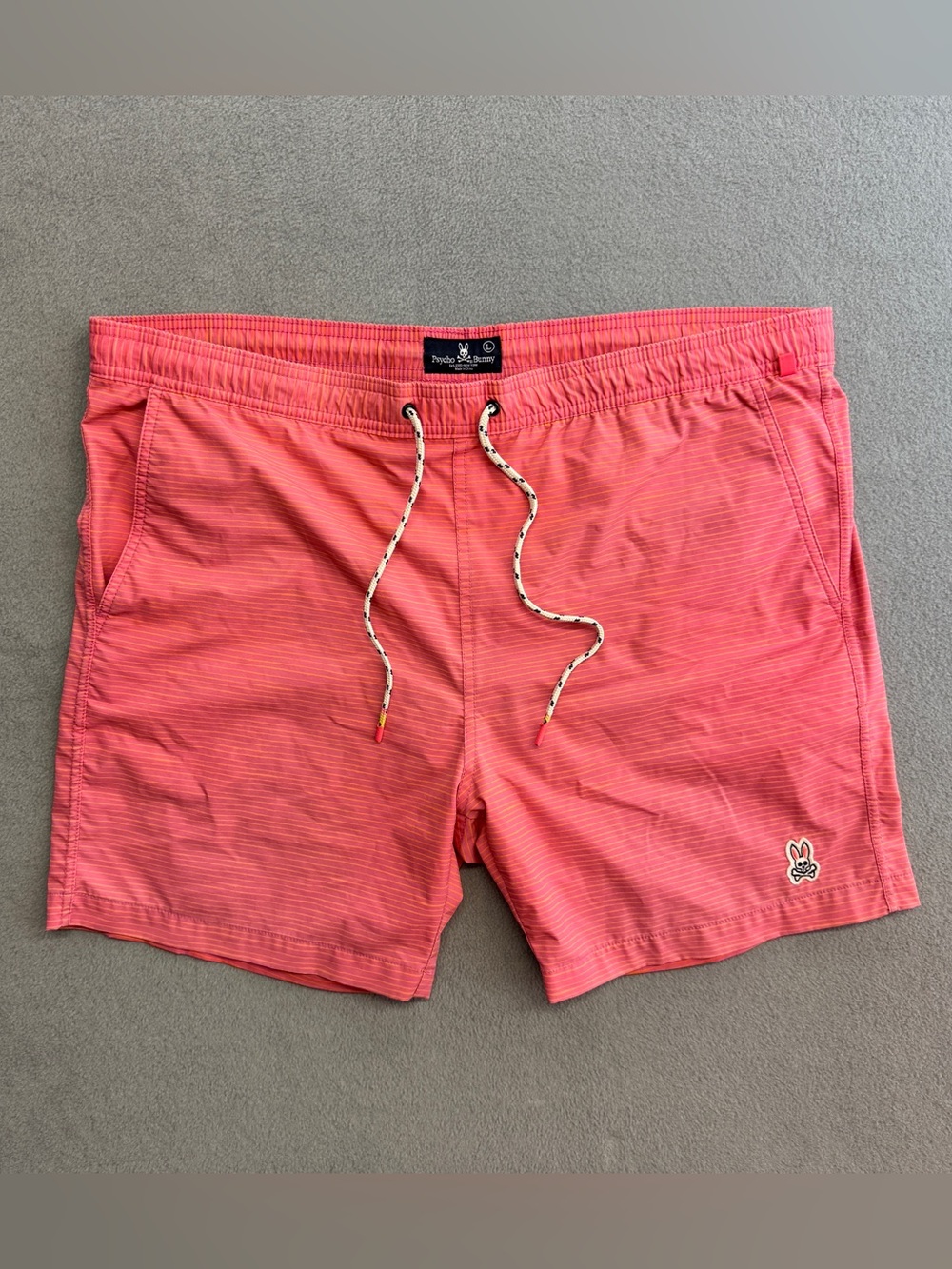 Psycho Bunny Swim Shorts Large Men's Trunks Pink Logo Beach Lined 7"